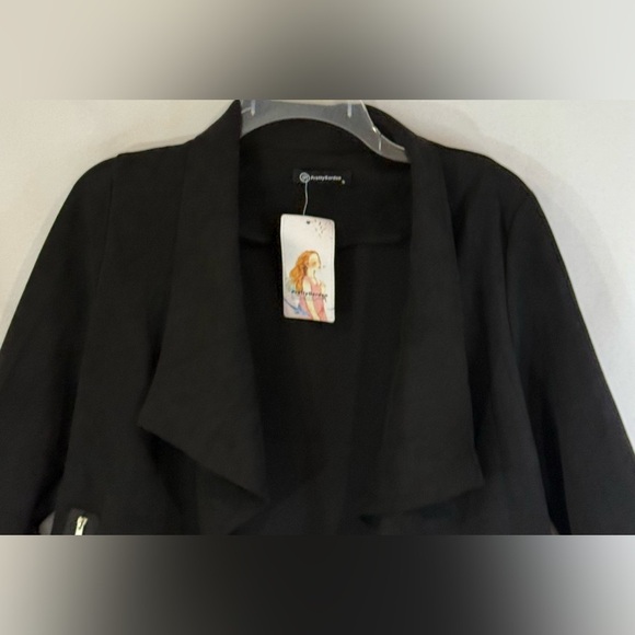 PrettyGarden Jacket Faux Suede Open Front Blazer Jacket Western Black Size Small - Picture 3 of 8